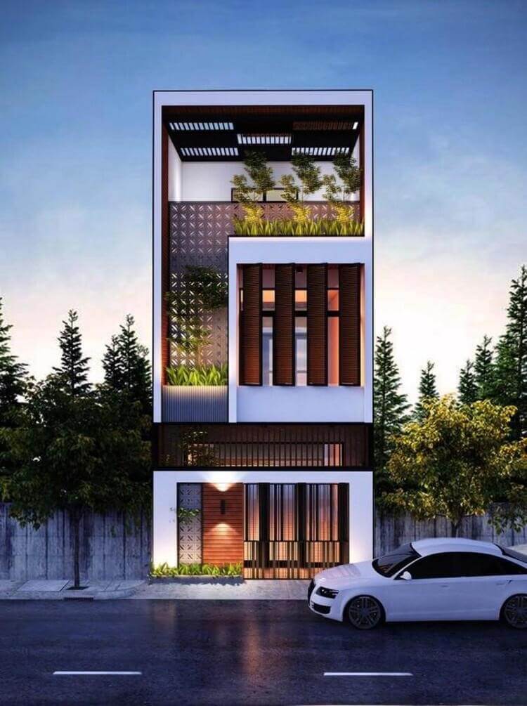 Mẫu nhà ống với thiết kế mặt tiền độc đáo, hiện đại